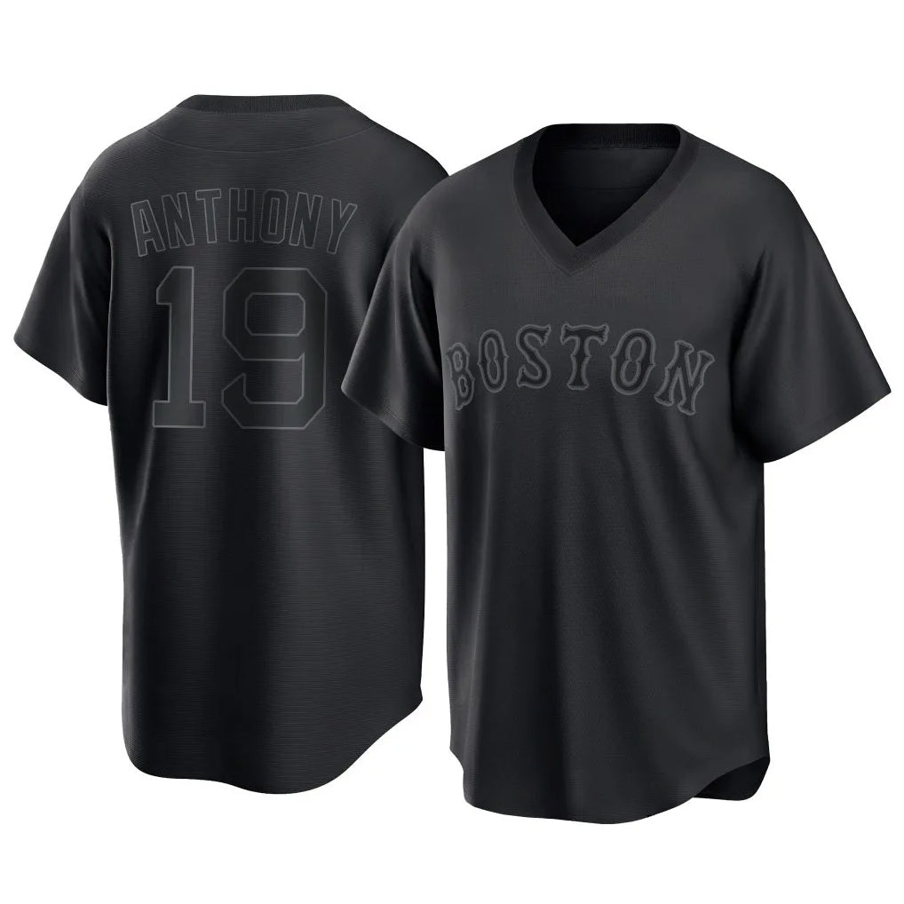 Pkot B.Red Sox #19 Roman Anthony Player Black T-shirt Home Game Stitched Jerseys