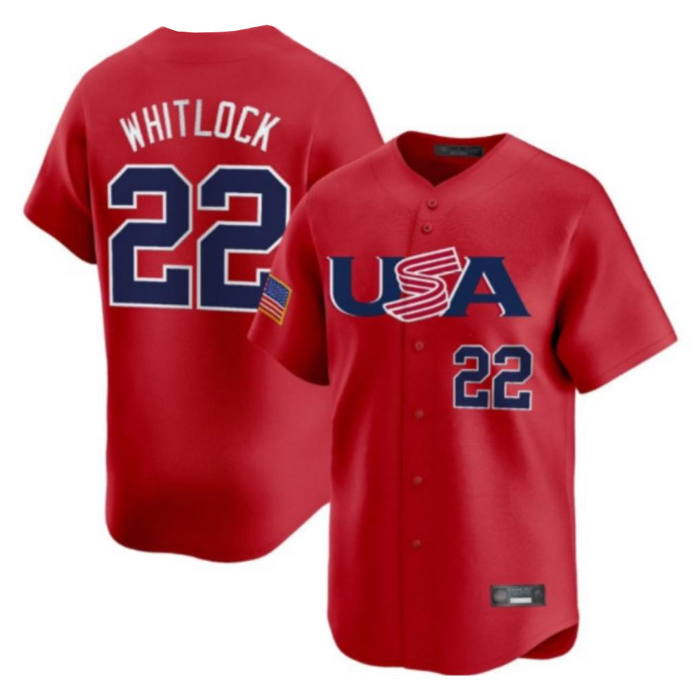 Pkot B.Red Sox #22 Garrett Whitlock Player Red USA World Classic Home Game Stitched Jerseys