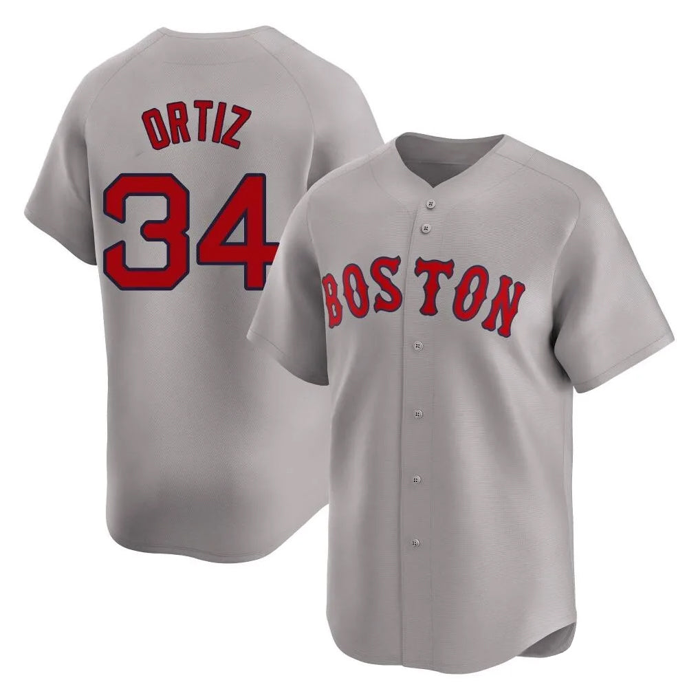 Pkot B.Red Sox #34 David Ortiz Player Gray Road Limited Home Game Stitched Jerseys