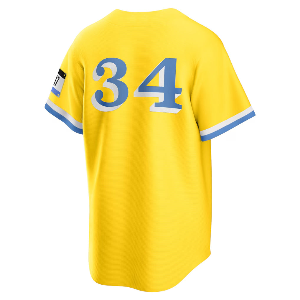 Pkot B.Red Sox #34 David Ortiz Player Yellow Home Game Stitched Jerseys
