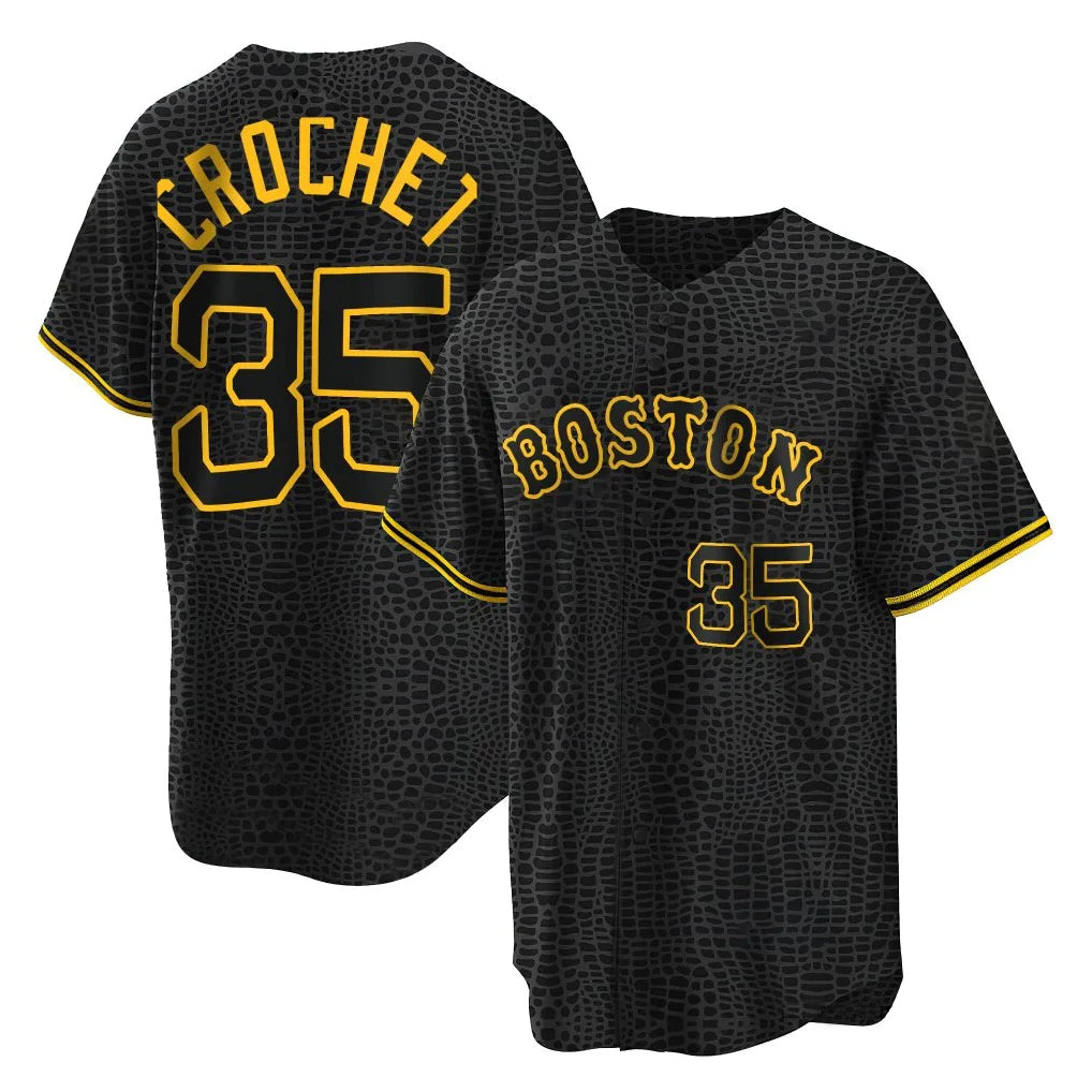 Pkot B.Red Sox #35 Garrett Crochet Player Black Snake Skin City Home Game Stitched Jerseys