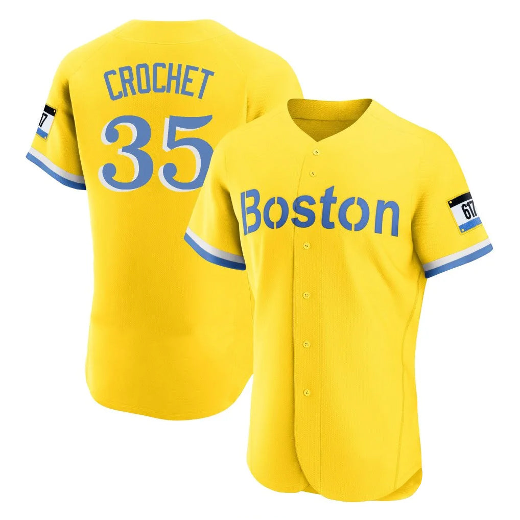 Pkot B.Red Sox #35 Garrett Crochet Player Yellow Limited Elite Home Game Stitched Jerseys