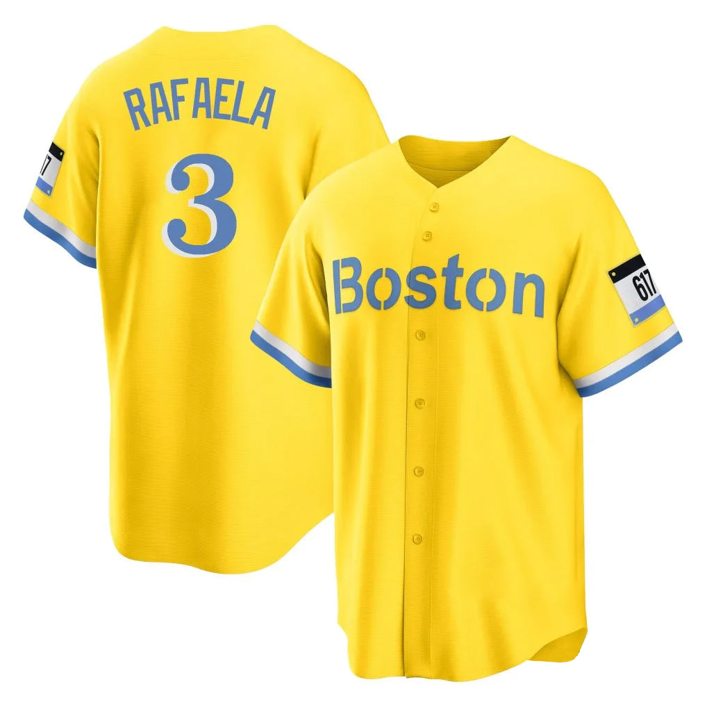 Pkot B.Red Sox #3 Ceddanne Rafaela Player Yellow Home Game Stitched Jerseys