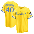 Pkot B.Red Sox #40 Willson Contreras Player Yellow Home Game Stitched Jerseys