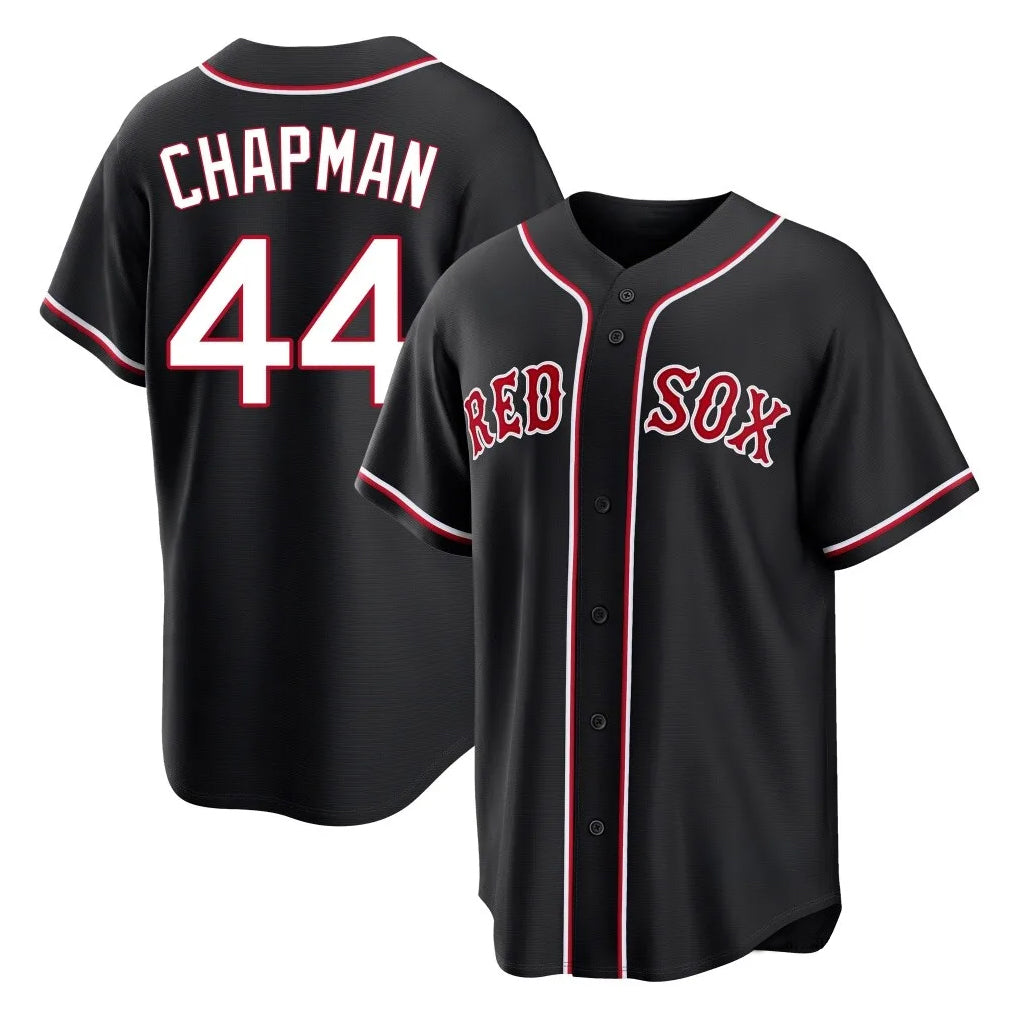 Pkot B.Red Sox #44 Aroldis Chapman Player Black Out Home Game Stitched Jerseys