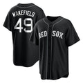 Pkot B.Red Sox #49 Tim Wakefield Player Black Home Game Stitched Jerseys