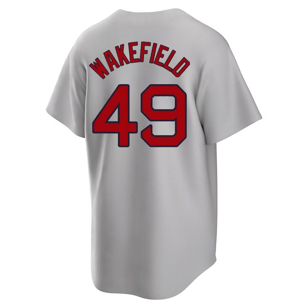 Pkot B.Red Sox #49 Tim Wakefield Player Gray Road Home Game Stitched Jerseys