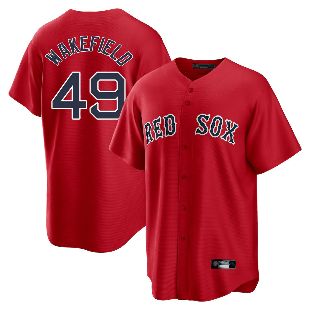 Pkot B.Red Sox #49 Tim Wakefield Player Red Home Game Stitched Jerseys