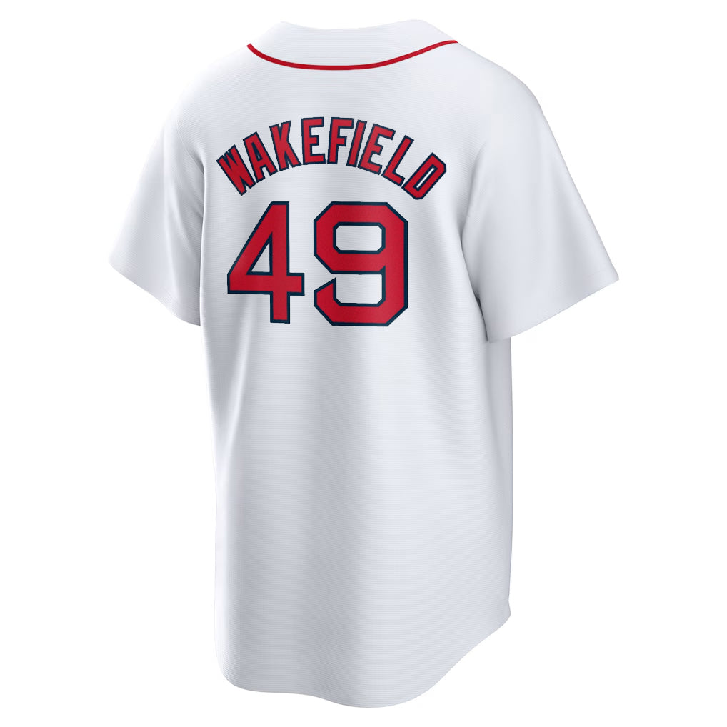 Pkot B.Red Sox #49 Tim Wakefield Player White Home Game Stitched Jerseys