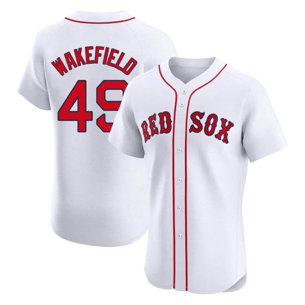 Pkot B.Red Sox #49 Tim Wakefield Player White Limited Elite Home Game Stitched Jerseys