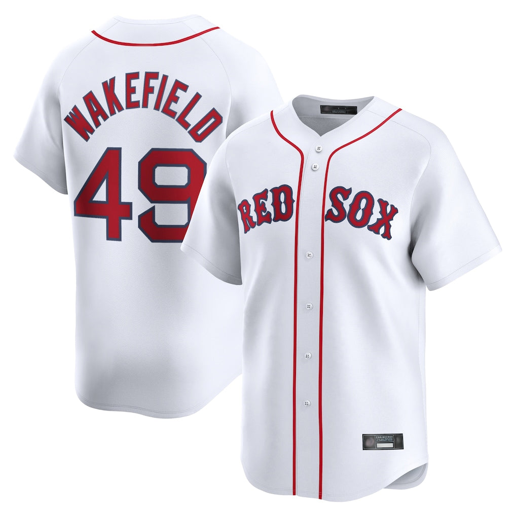 Pkot B.Red Sox #49 Tim Wakefield Player White Limited Home Game Stitched Jerseys