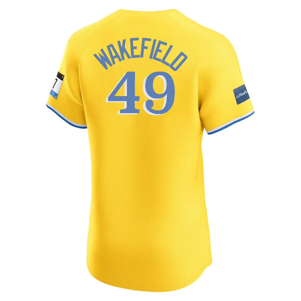 Pkot B.Red Sox #49 Tim Wakefield Player Yellow Limited Elite Home Game Stitched Jerseys