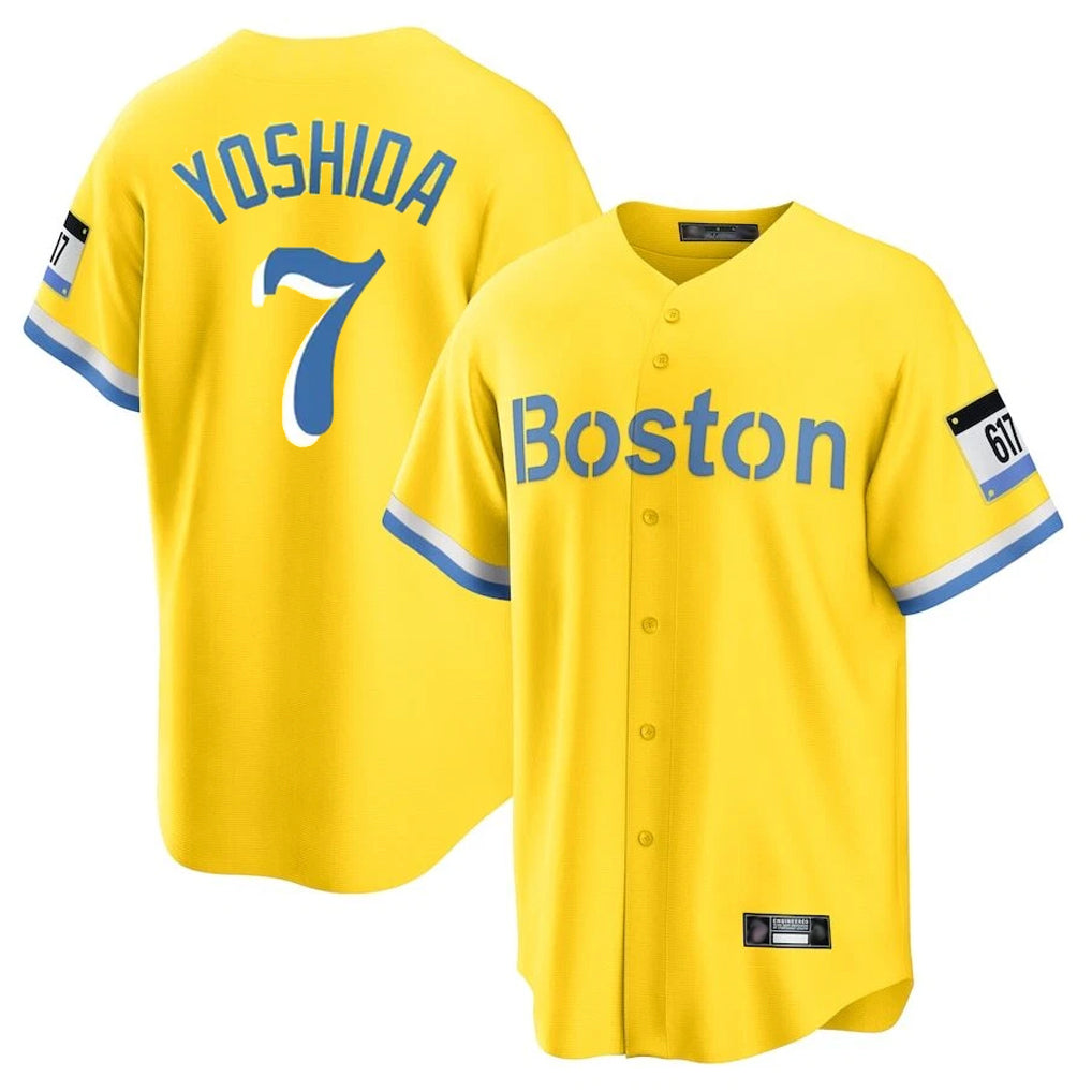 Pkot B.Red Sox #7 Masataka Yoshida Player Yellow Home Game Stitched Jerseys