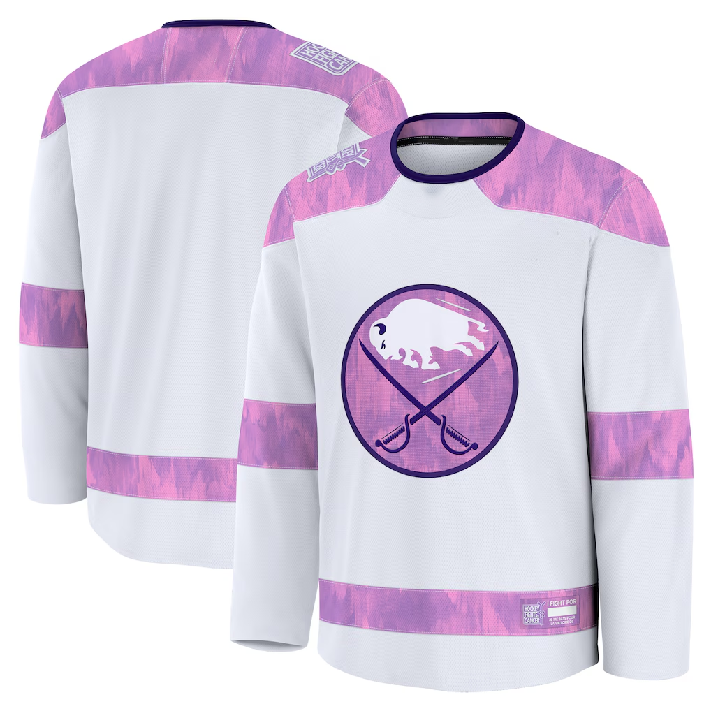 Yuxns B.Sabres White 2024 Hockey Fights Cancer Practice Stitched Jerseys