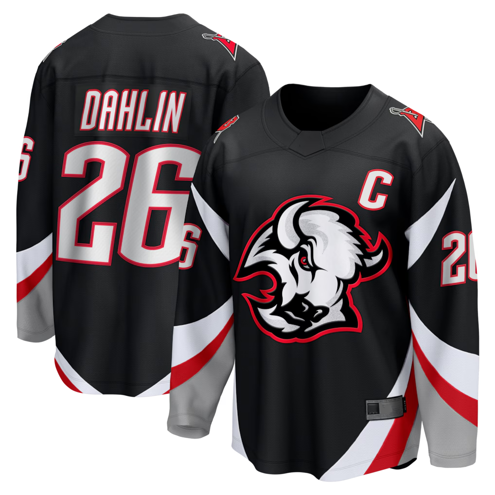 Yuxns B.Sabres #26 Rasmus Dahlin Black Alternate Captain Patch Breakaway Stitched Jerseys