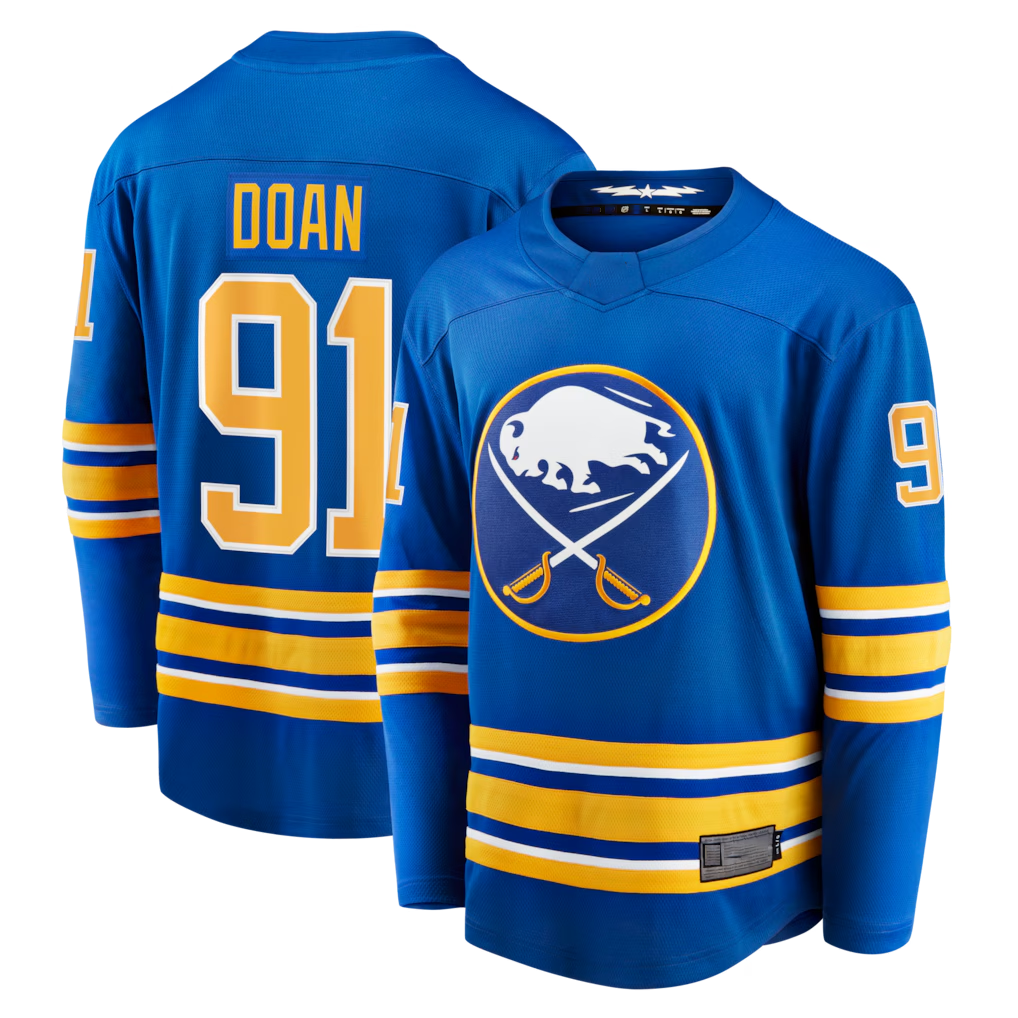 Yuxns B.Sabres #91 Josh Doan Royal Home Premier Breakaway Player Stitched Jerseys