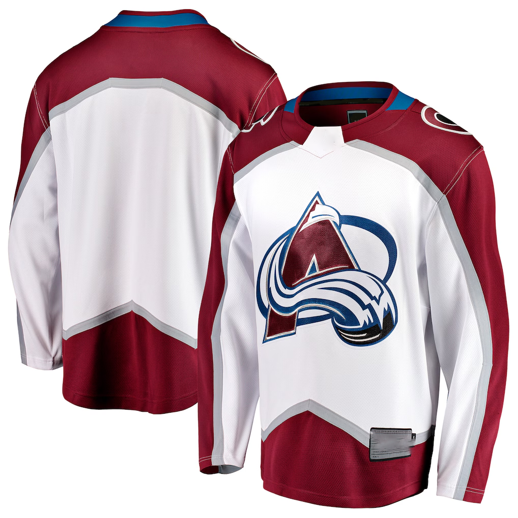 Yuxns C.Avalanche White Away Breakaway Jerseys