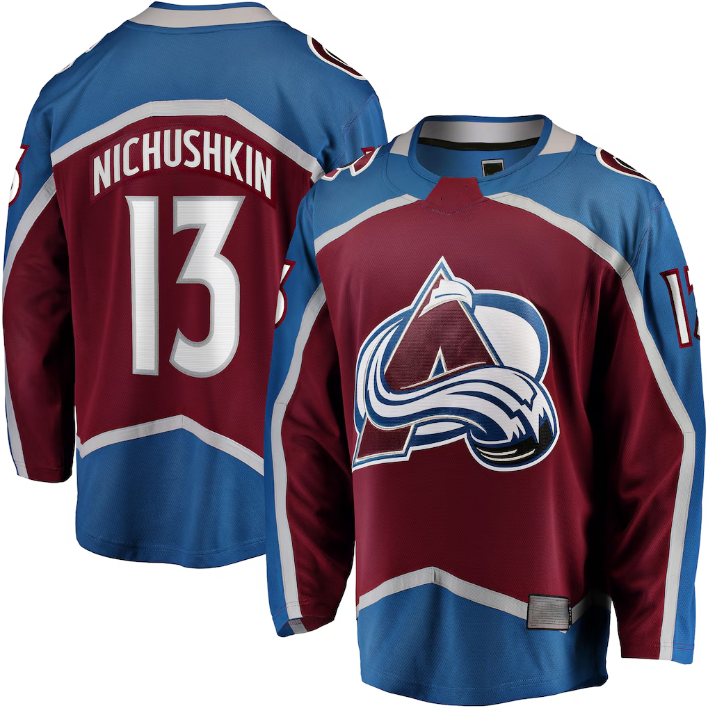 Yuxns C.Avalanche #13 Valeri Nichushkin Burgundy Breakaway Player Jerseys