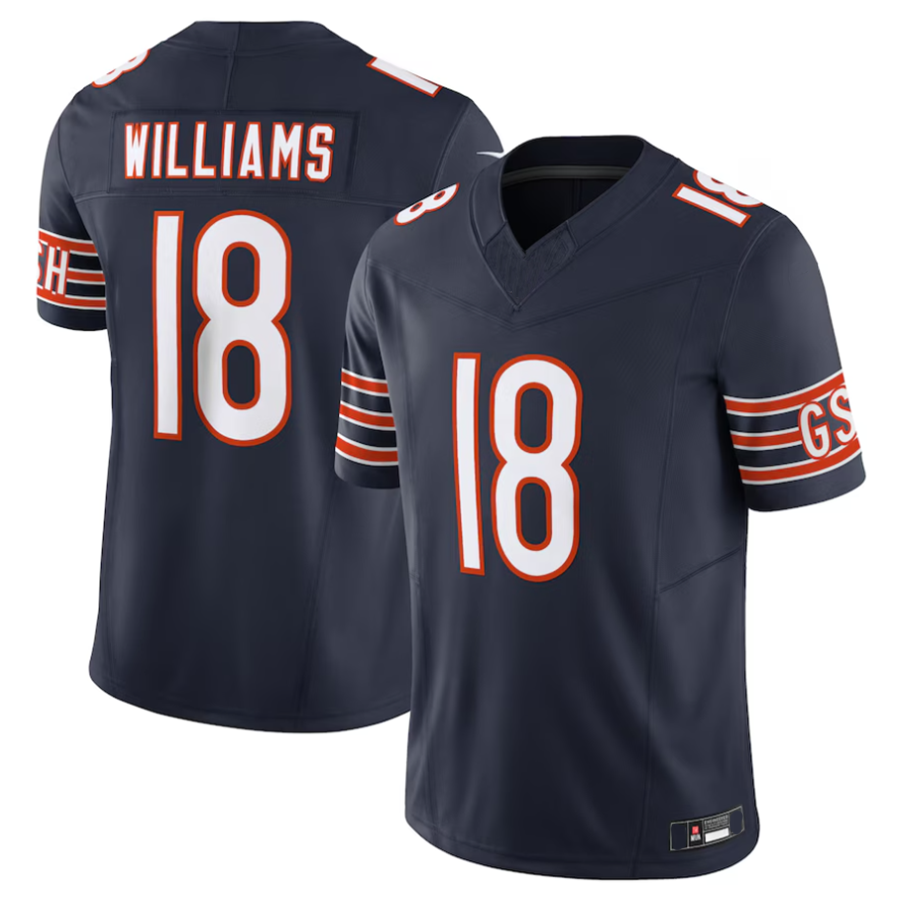 Yuxns C.Bears #18 Caleb Williams Navy Vapor F.U.S.E. Limited Jersey Player Stitched Jerseys