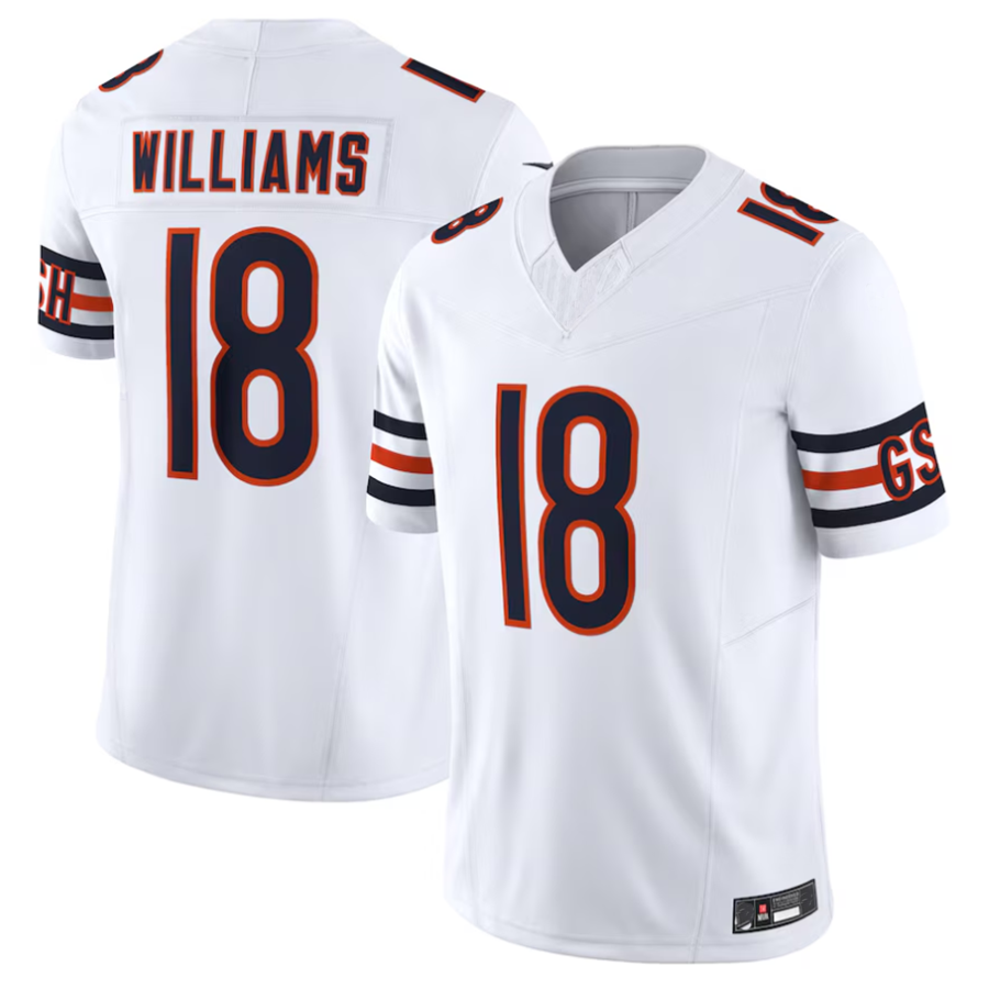 Yuxns C.Bears #18 Caleb Williams White Vapor F.U.S.E. Limited Jersey Player Stitched Jerseys