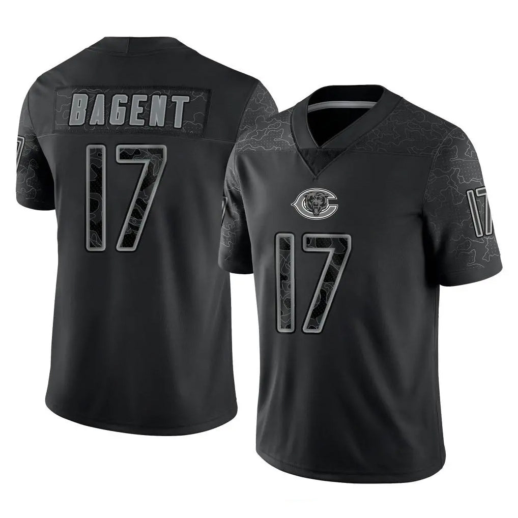 Yuxns C.Bears #17 Tyson Bagent Player Black REFLECTIVE Limited Game Stitched Jerseys