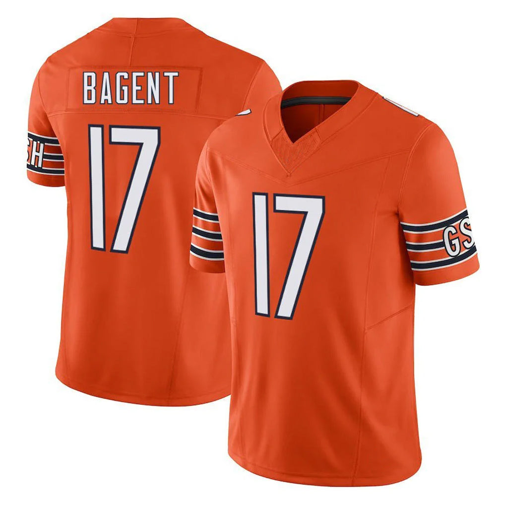 Yuxns C.Bears #17 Tyson Bagent Player Orange Vapor F.U.S.E. Limited Home Game Stitched Jerseys