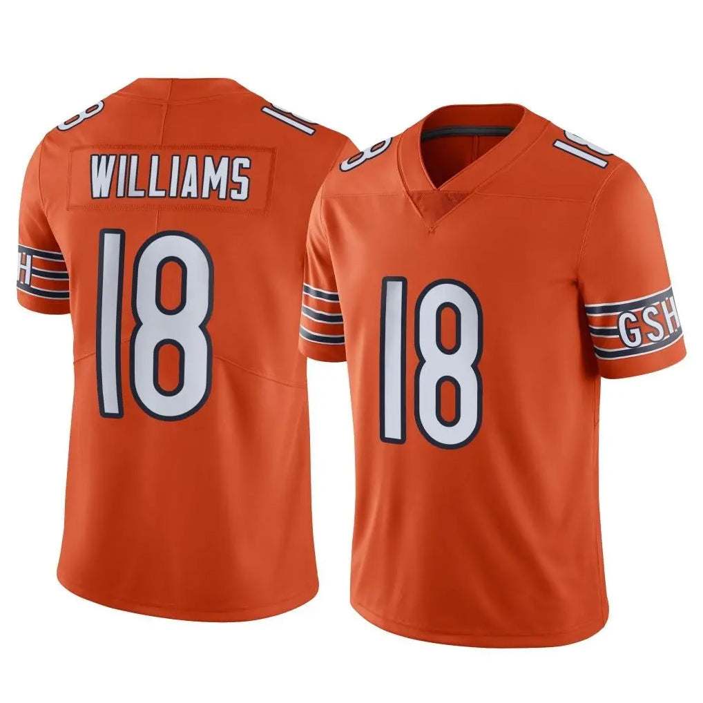 Yuxns C.Bears #18 Caleb Williams Player Orange Alternate Vapor Limited Home Game Stitched Jerseys