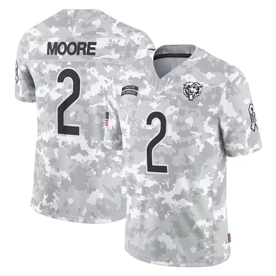 Yuxns C.Bears #2 D.J. Moore Player White Arctic Camo Salute to Service Limited Stitched Jerseys