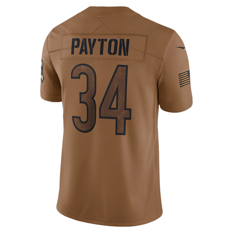 Yuxns C.Bears #34 Walter Payton Player Brown Salute To Service Limited Stitched Jerseys