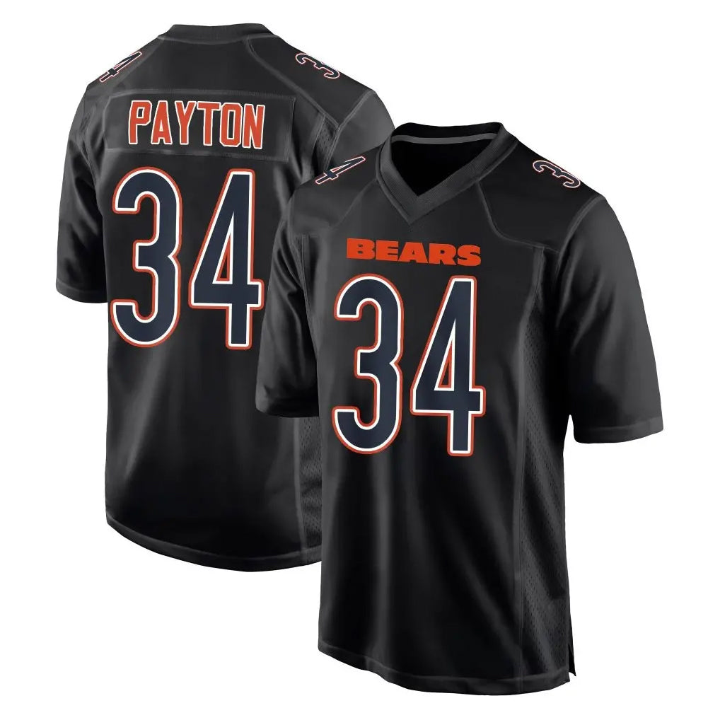 Yuxns C.Bears #34 Walter Payton Player Carbon Black Fashion Game Stitched Jerseys