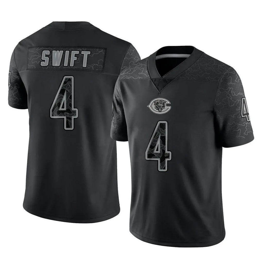 Yuxns C.Bears #4 D'Andre Swift Player Black REFLECTIVE Limited Game Stitched Jerseys