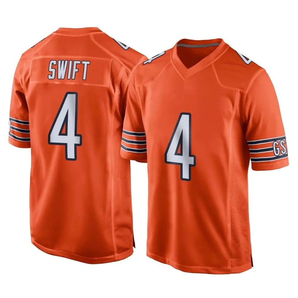 Yuxns C.Bears #4 D'Andre Swift Player Orange Home Game Stitched Jerseys