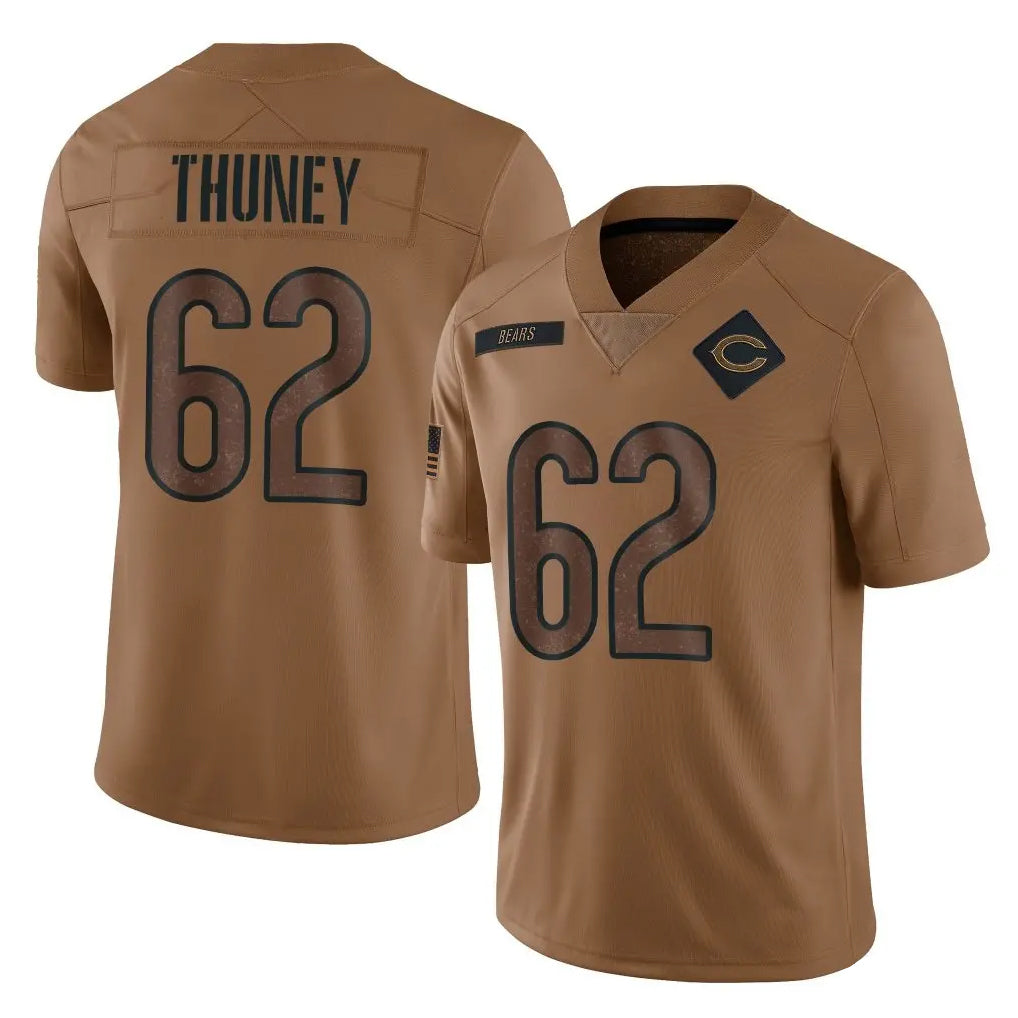 Yuxns C.Bears #62 Joe Thuney Player Brown Salute to Service Limited Stitched Jerseys