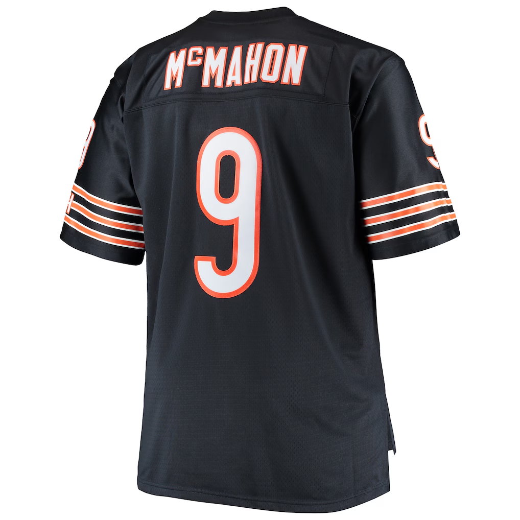 Yuxns C.Bears #9 Jim McMahon Mitchell & Ness Navy Big & Tall 1985 Retired Player Replica Stitched Puhic Jerseys