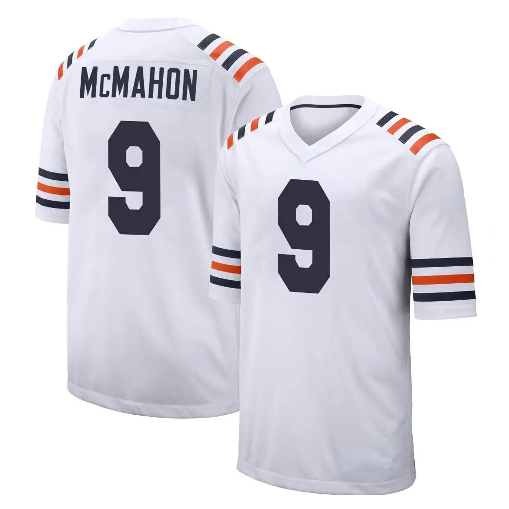 Yuxns C.Bears #9 Jim McMahon Player White Classic Home Game Stitched Jerseys