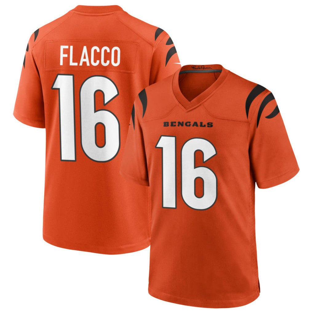 Yuxns C.Bengals #16 Joe Flacco Player Orange Home Game Stitched Jerseys