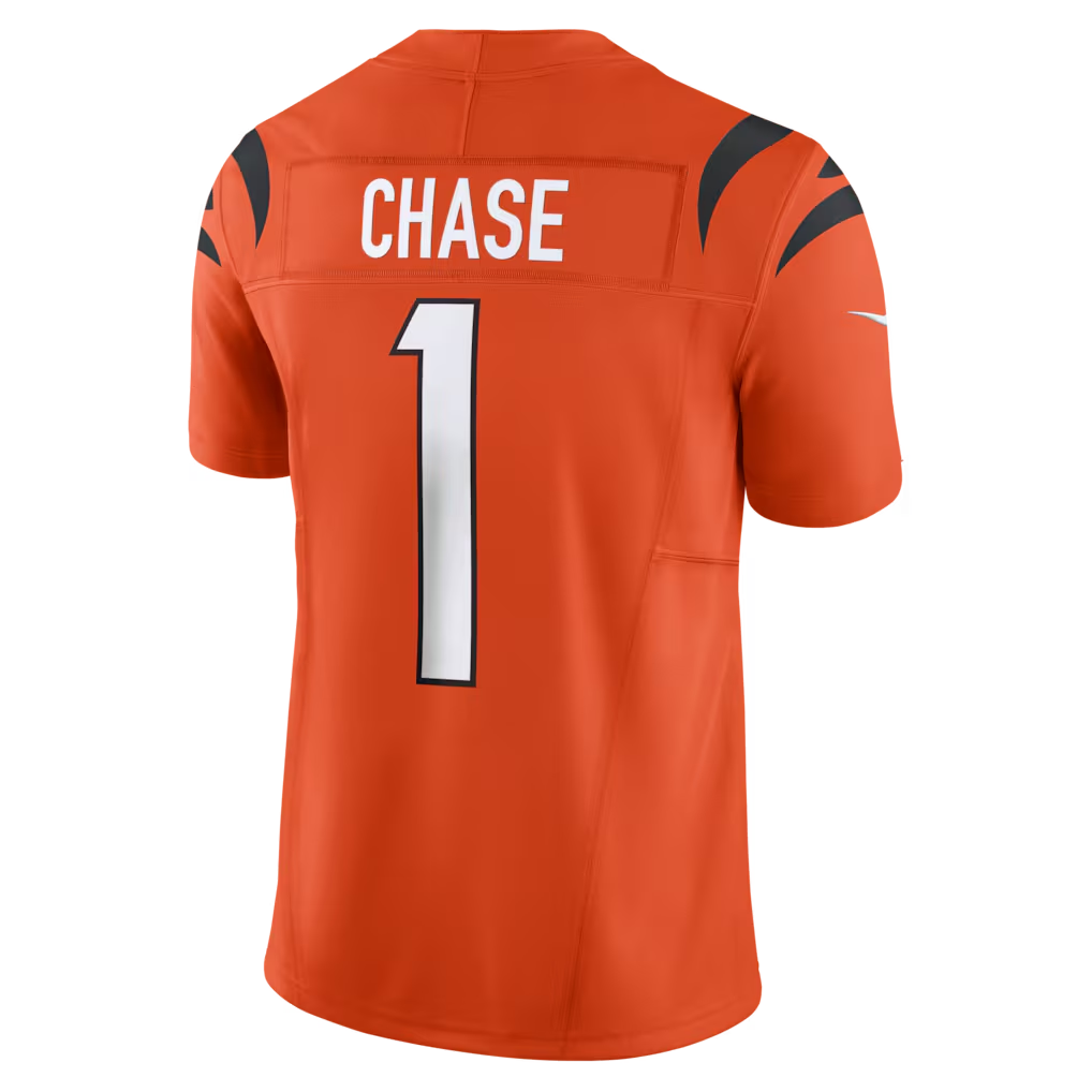 Yuxns C.Bengals #1 Ja'Marr Chase Orange Vapor F.U.S.E. Limited Stitched Jerseys