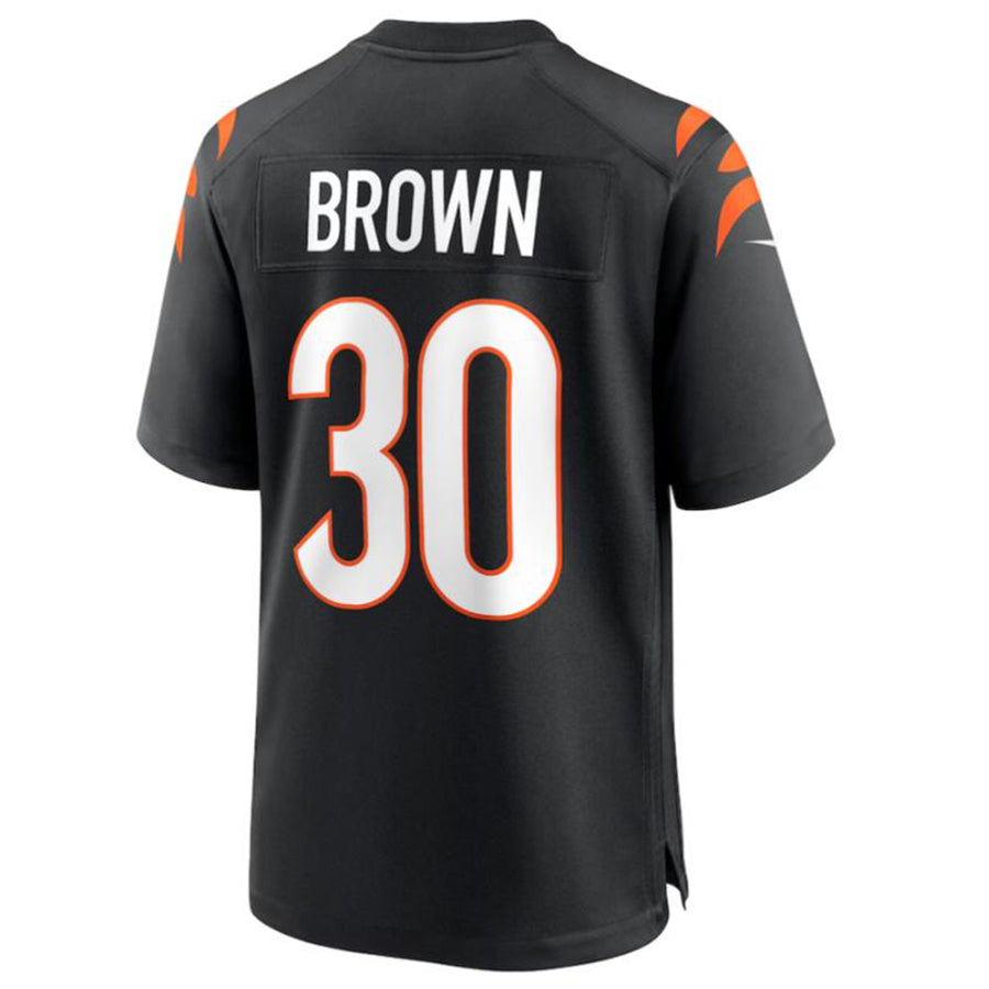 Yuxns C.Bengals #30 Chase Brown Black Team Game Jersey American Stitched Jerseys