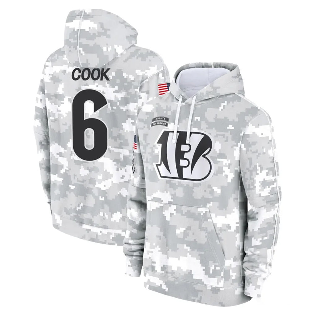 Yuxns C.Bengals #6 Brian Cook Player Arctic Camo Salute to Service Pullover Hoodie Limited Stitched Jerseys