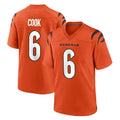 Yuxns C.Bengals #6 Brian Cook Player Orange Home Game Stitched Jerseys