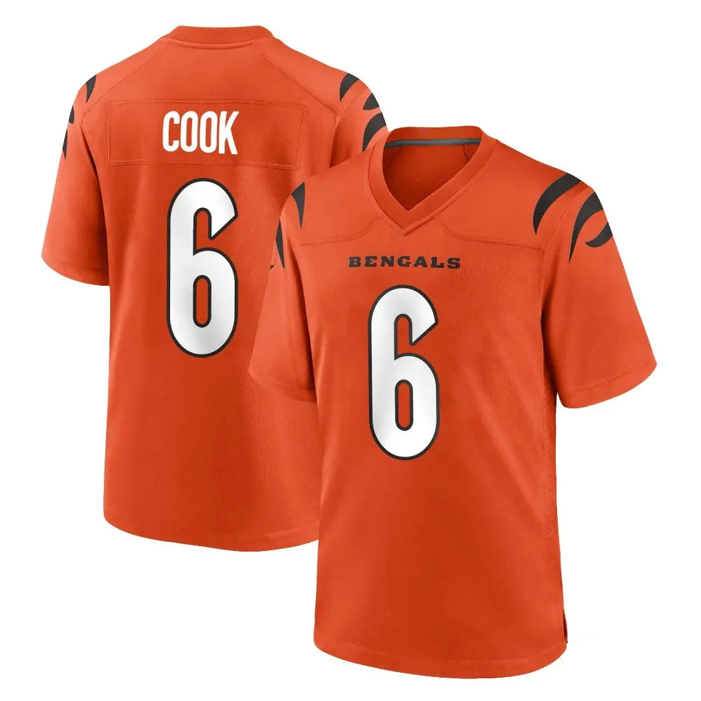 Yuxns C.Bengals #6 Brian Cook Player Orange Home Game Stitched Jerseys