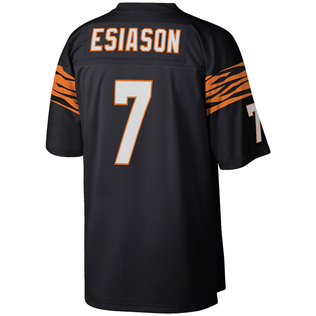 Yuxns C.Bengals #7 Boomer Esiason Mitchell & Ness Black Legacy Replica Puhic Stitched Jerseys