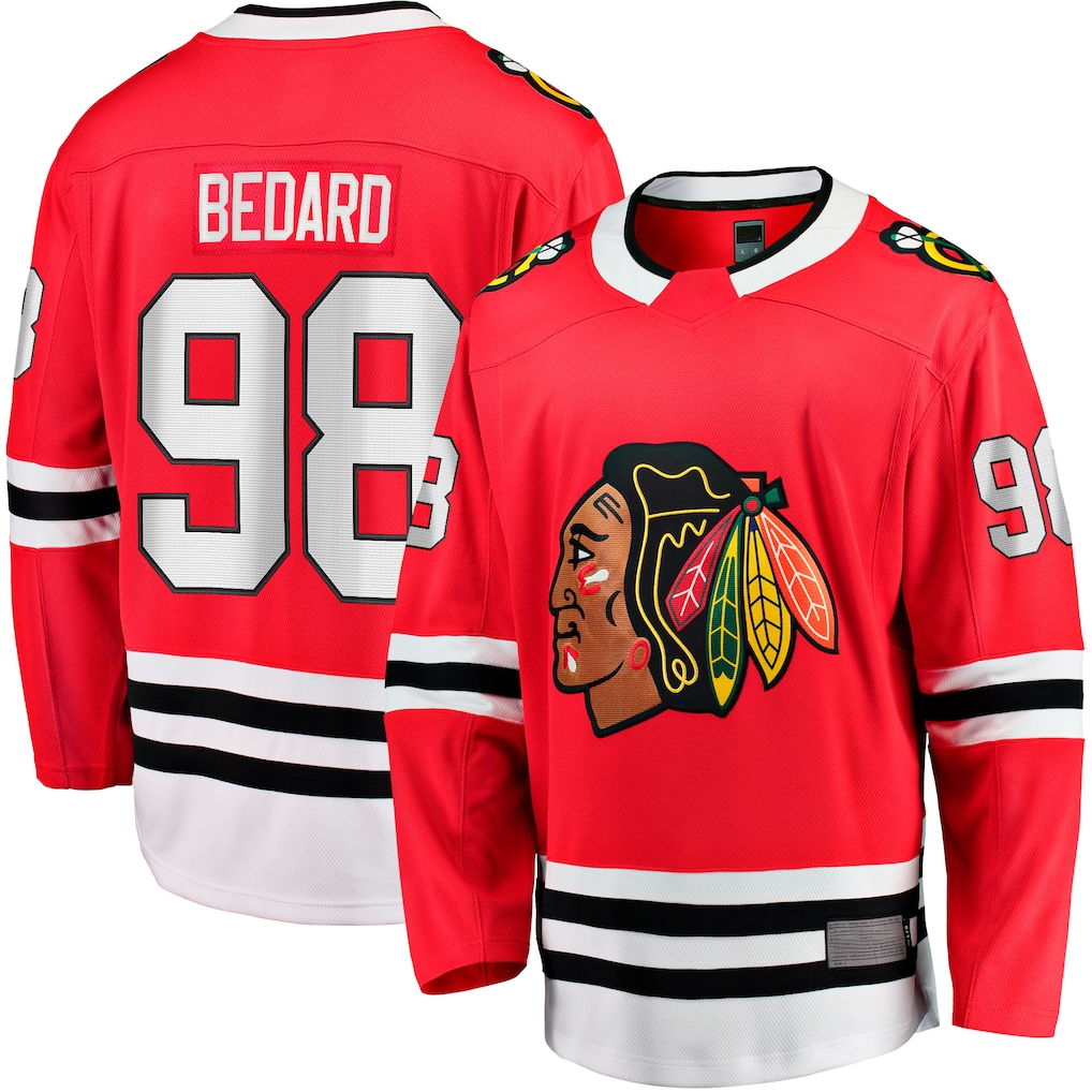 Yuxns C.Blackhawks #98 Connor Bedard Red Home Breakaway Player Jerseys