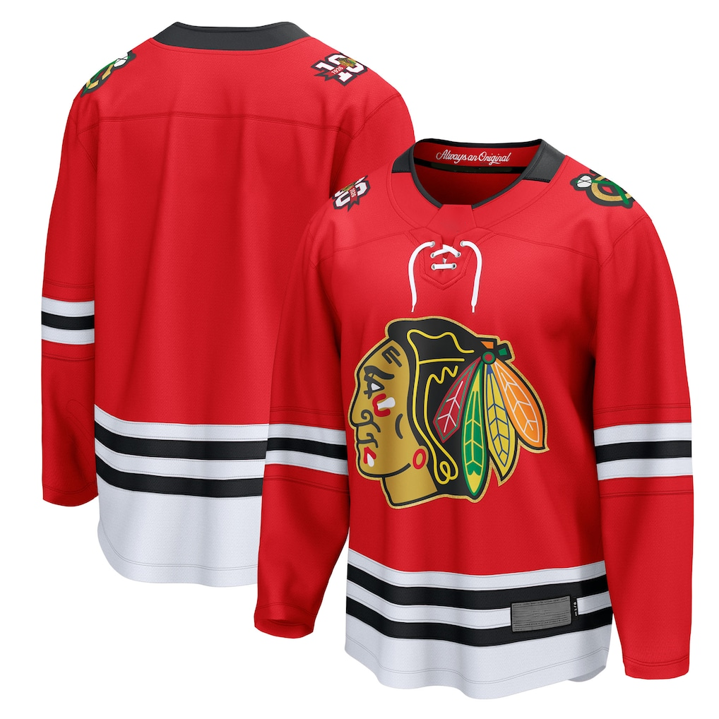 Yuxns C.Blackhawks Red Centennial Breakaway Jerseys