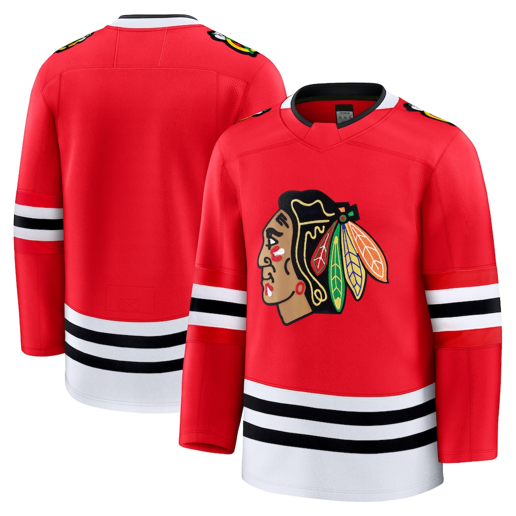 Yuxns C.Blackhawks Red Home Premium Jerseys