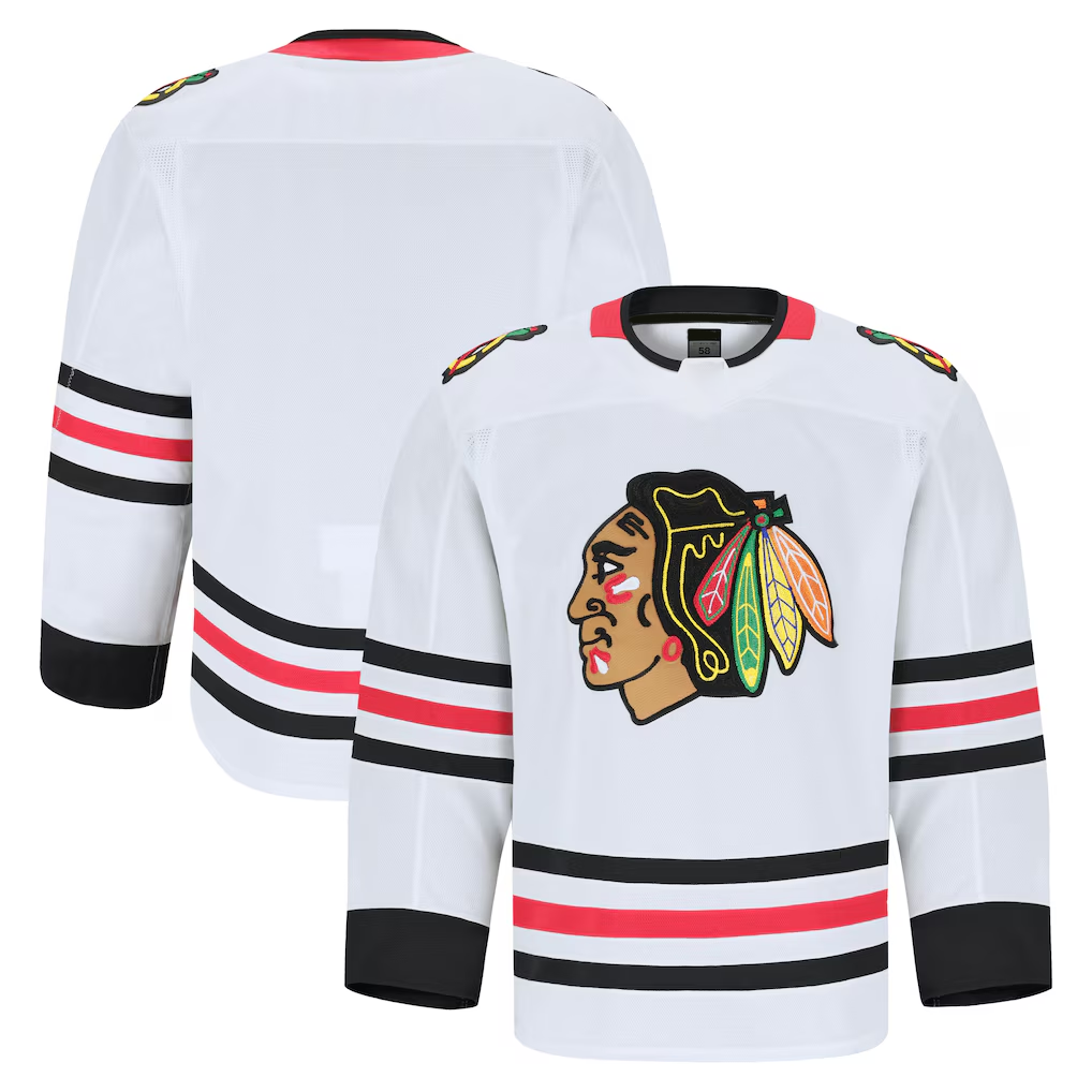 Yuxns C.Blackhawks White Away Authentic Pro Jerseys