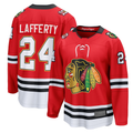 Yuxns C.Blackhawks #24 Sam Lafferty Red Centennial Breakaway Player Jerseys