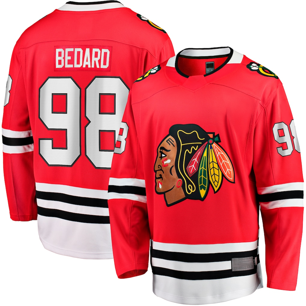 Yuxns C.Blackhawks #98 Connor Bedard Red Home Breakaway Player Jerseys
