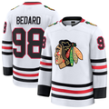Yuxns C.Blackhawks #98 Connor Bedard White Away Premium Jerseys
