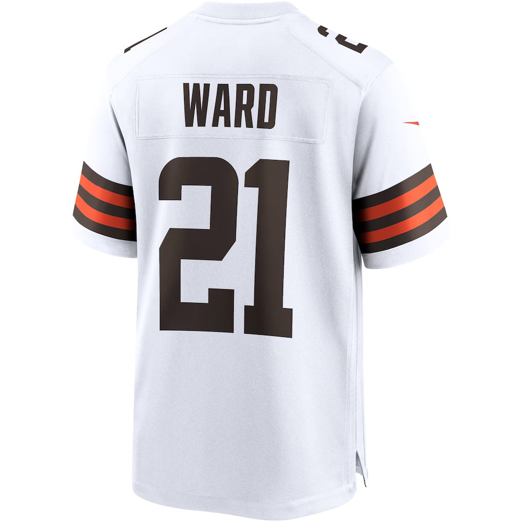 Yuxns C.Browns #21 Denzel Ward White Game Stitched Jerseys